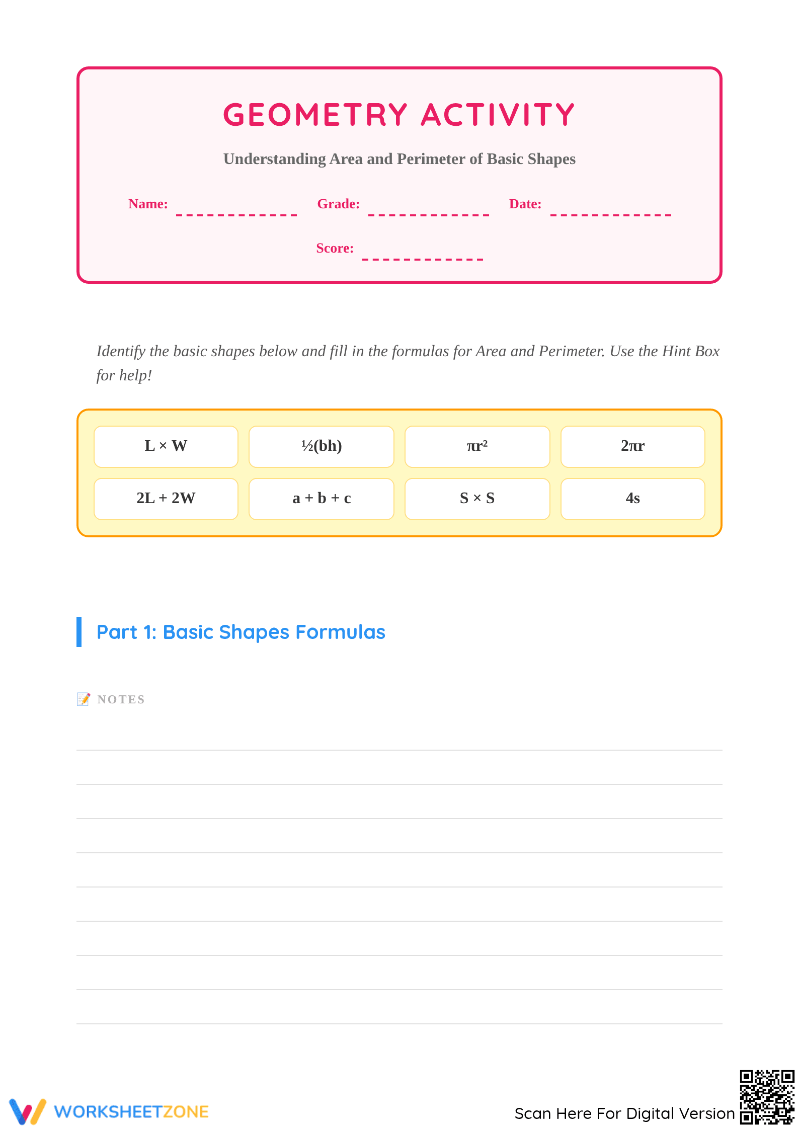 Essential Area and Perimeter Worksheet | Grade 5 Math - Page 1