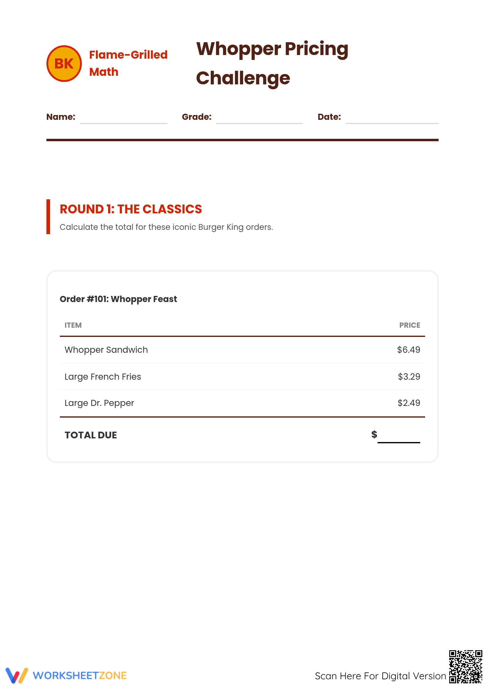 Essential Money Math Worksheet | Grade 5 Math - Page 1