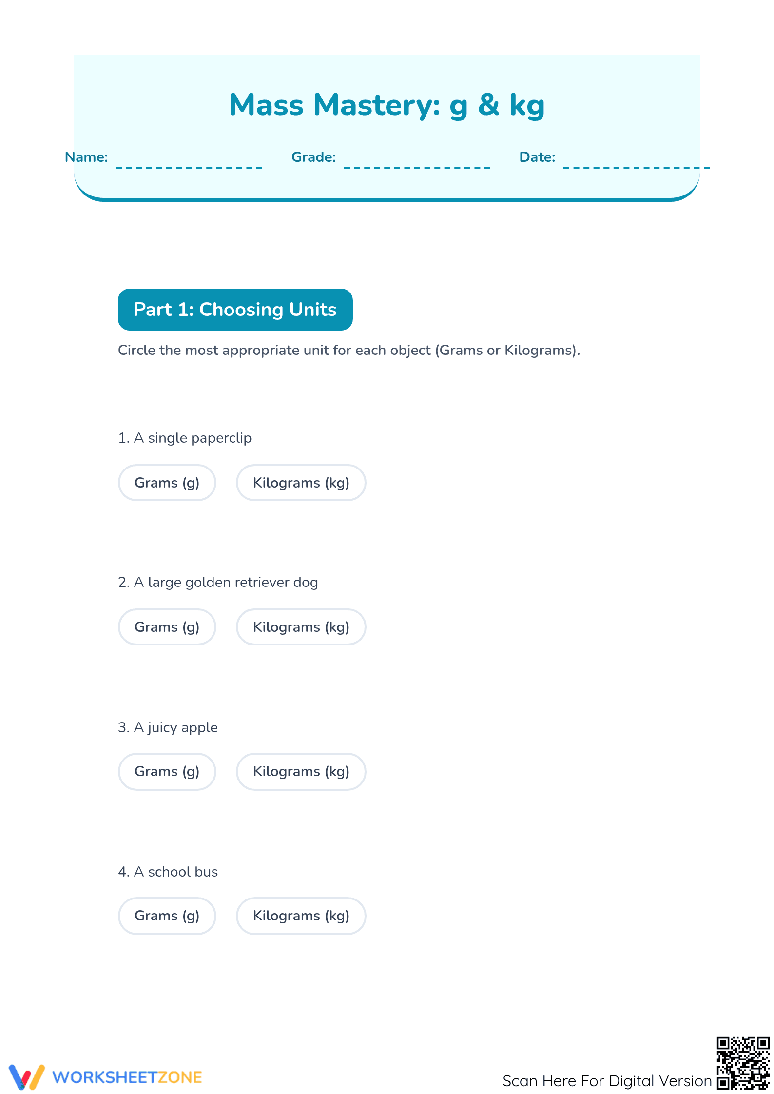 Printable Capacity Worksheet | Grade 4 Math - Page 1