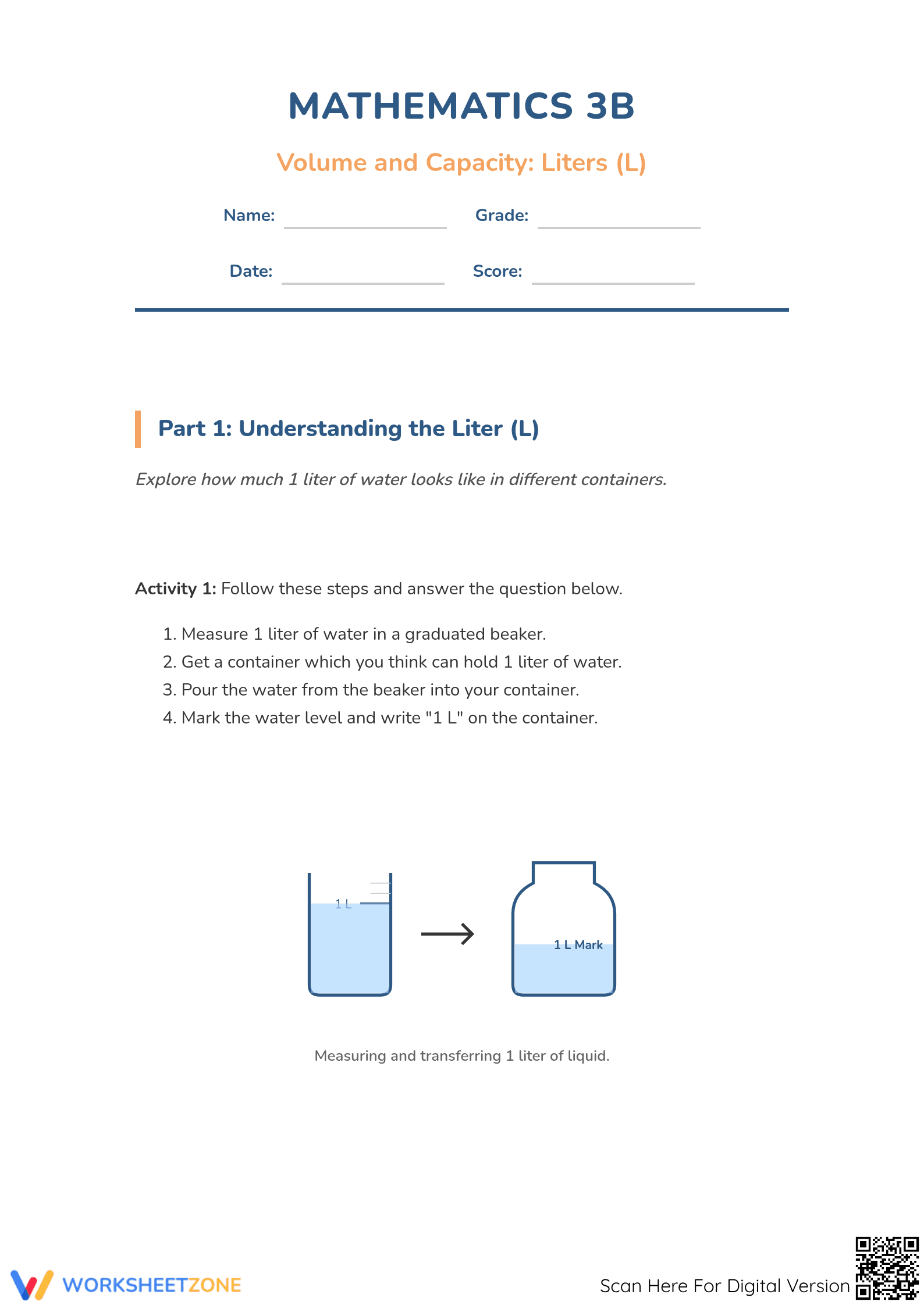 Printable Volume Worksheet | Grade 4 Math - Page 1