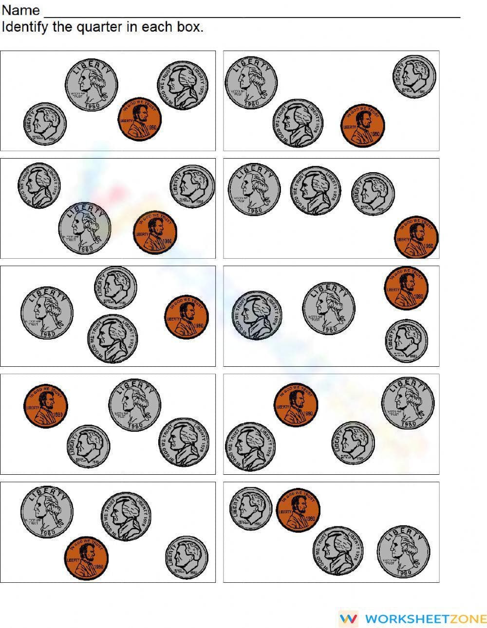 Find the Quarters Worksheet | Grade 2 Essential - Page 1