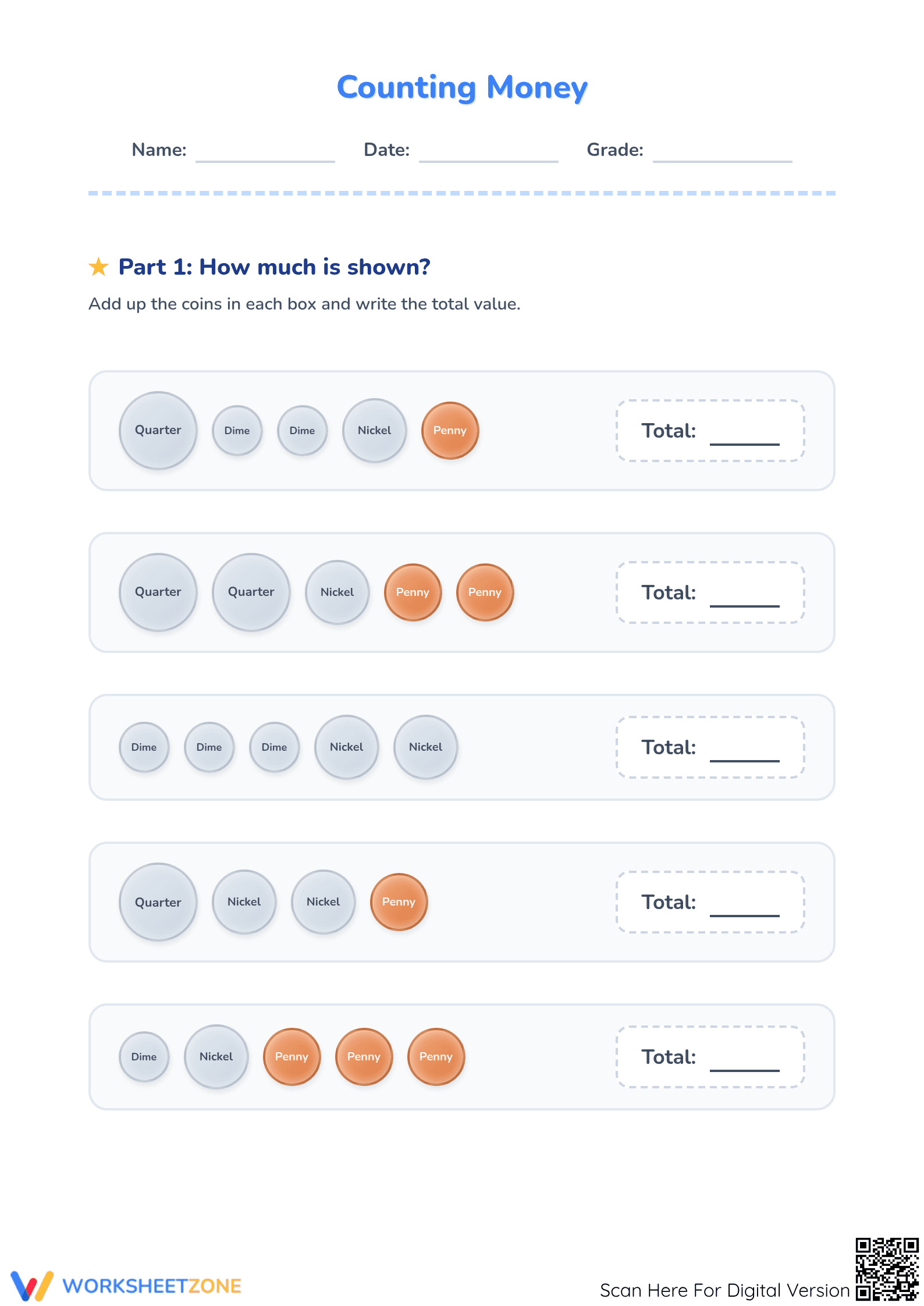Counting Coins & Money Word Problems | Grade 3 Ready - Page 1