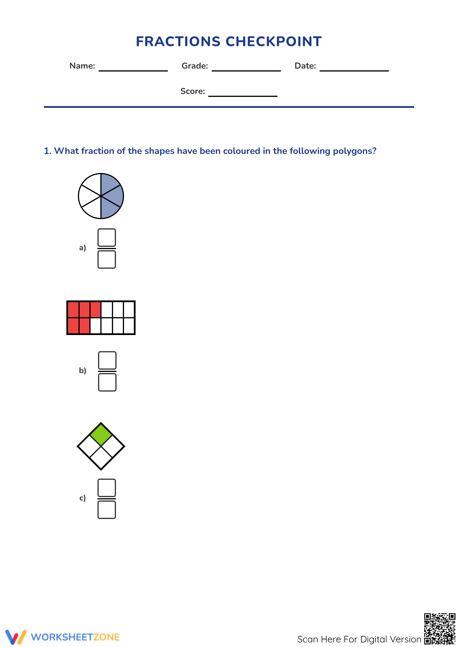 Printable Comparing Fractions Worksheet | Grade 4 Math - Page 1