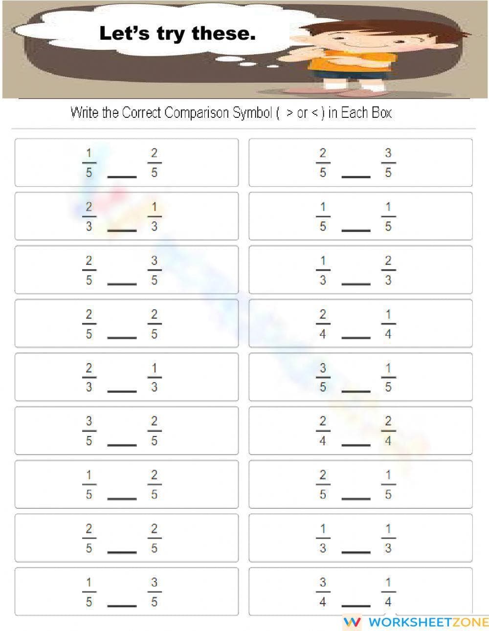 Comparing Fractions - Page 1