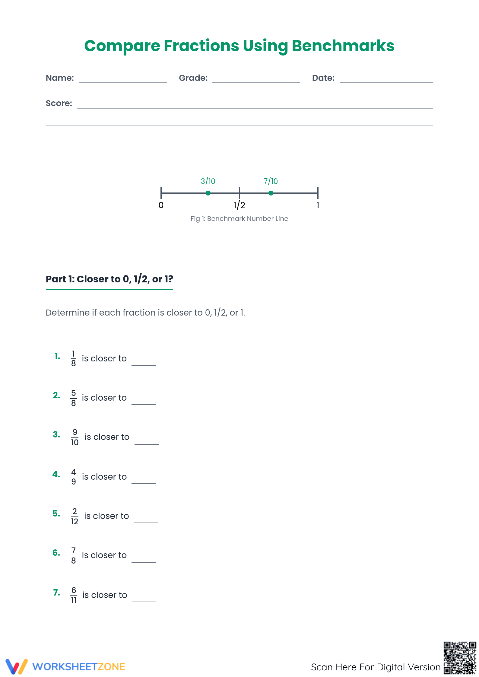 Printable Comparing Fractions Worksheet | Grade 5 Math - Page 1
