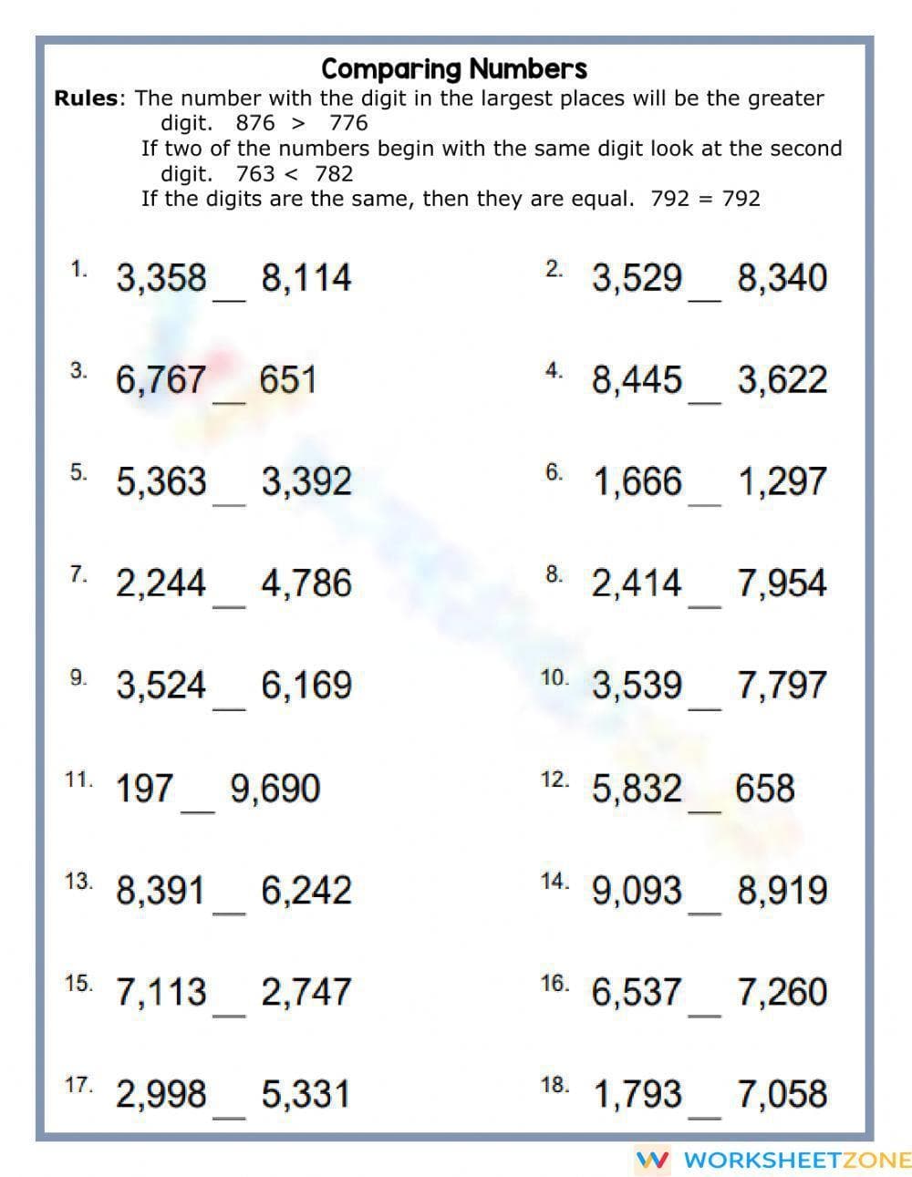 Comparing numbers to 1000 -2 - Page 1