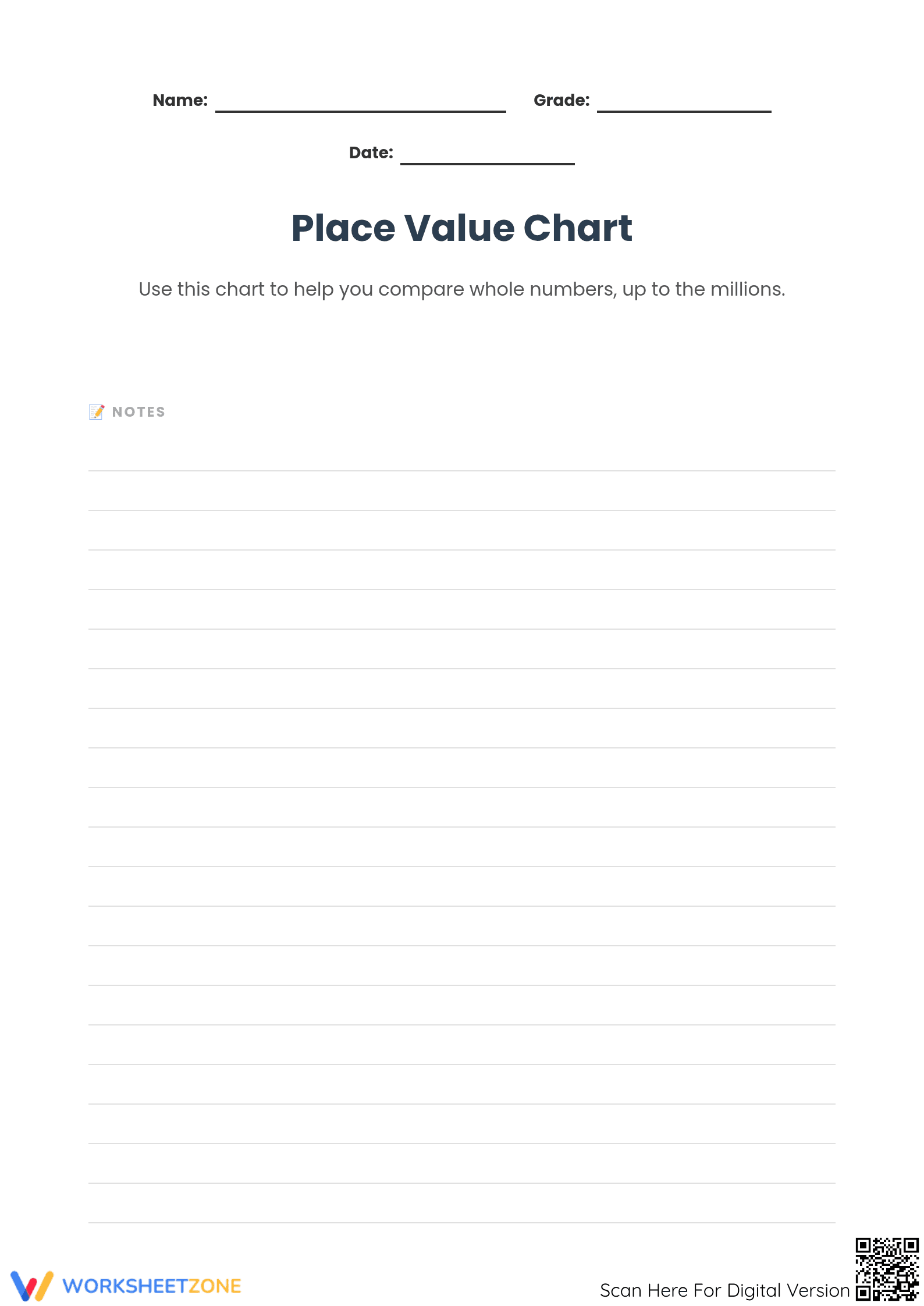 Printable Comparing Numbers Worksheet | Grade 4 Math - Page 1