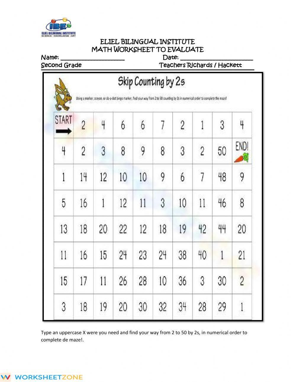 Counting by 2s: Summative Math Worksheet - Page 1