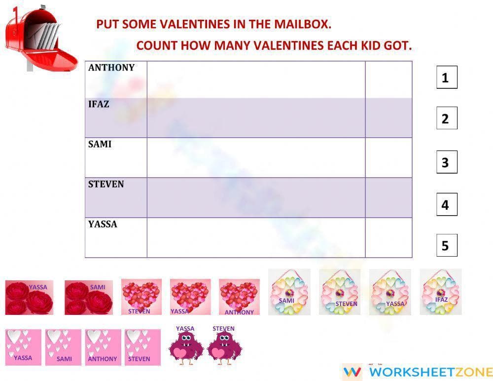 Valentine's Day Themed Activity Worksheet - Page 1