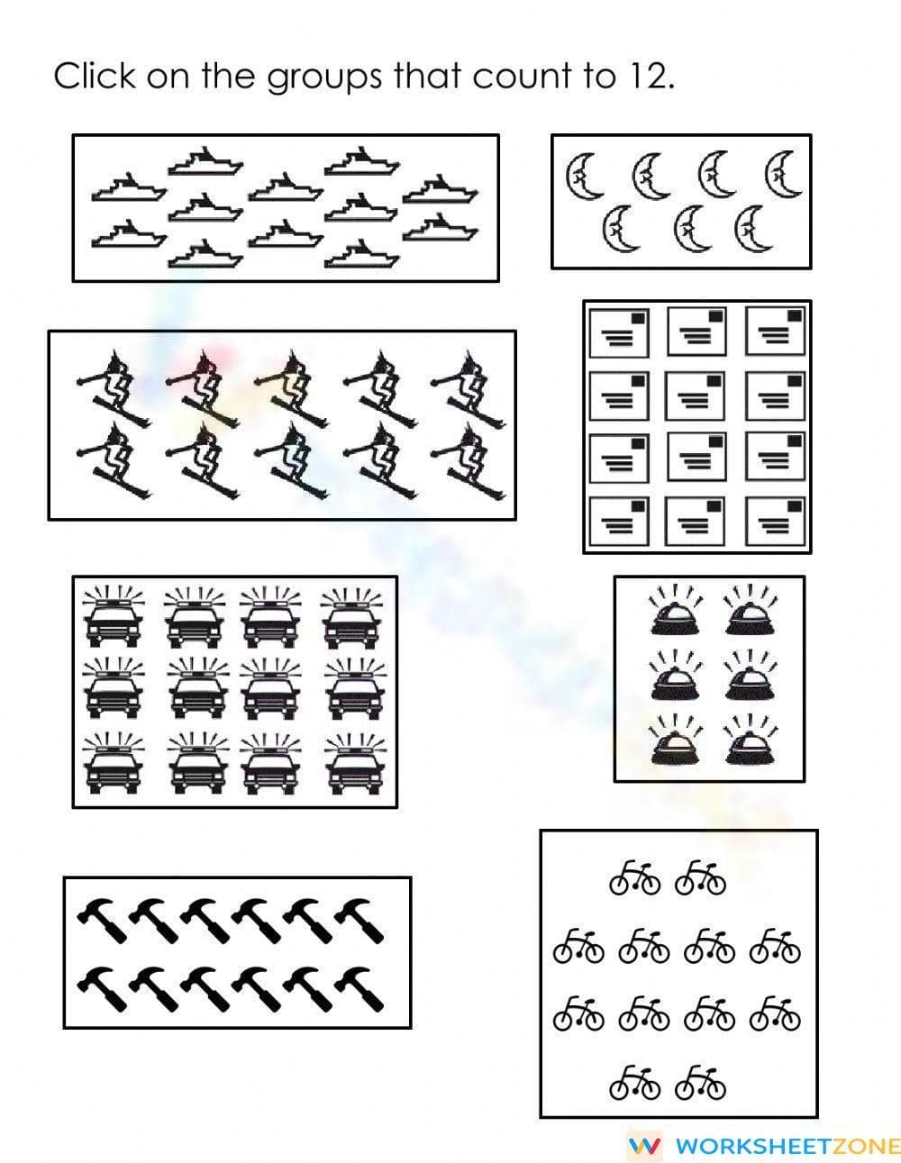 Counting to 12 Worksheet - Page 1