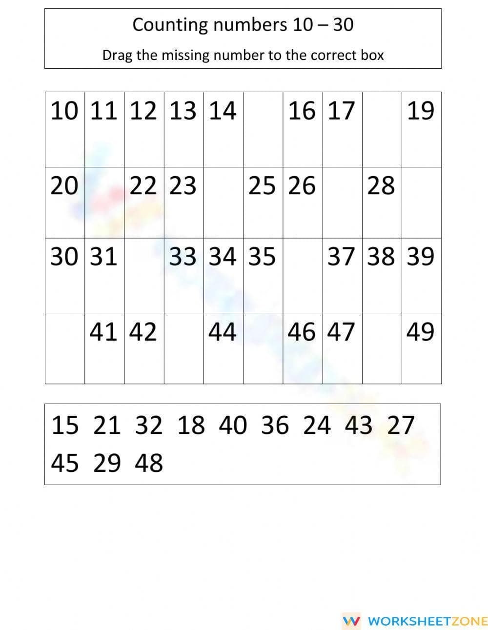 Counting 10-49 Practice - Page 1