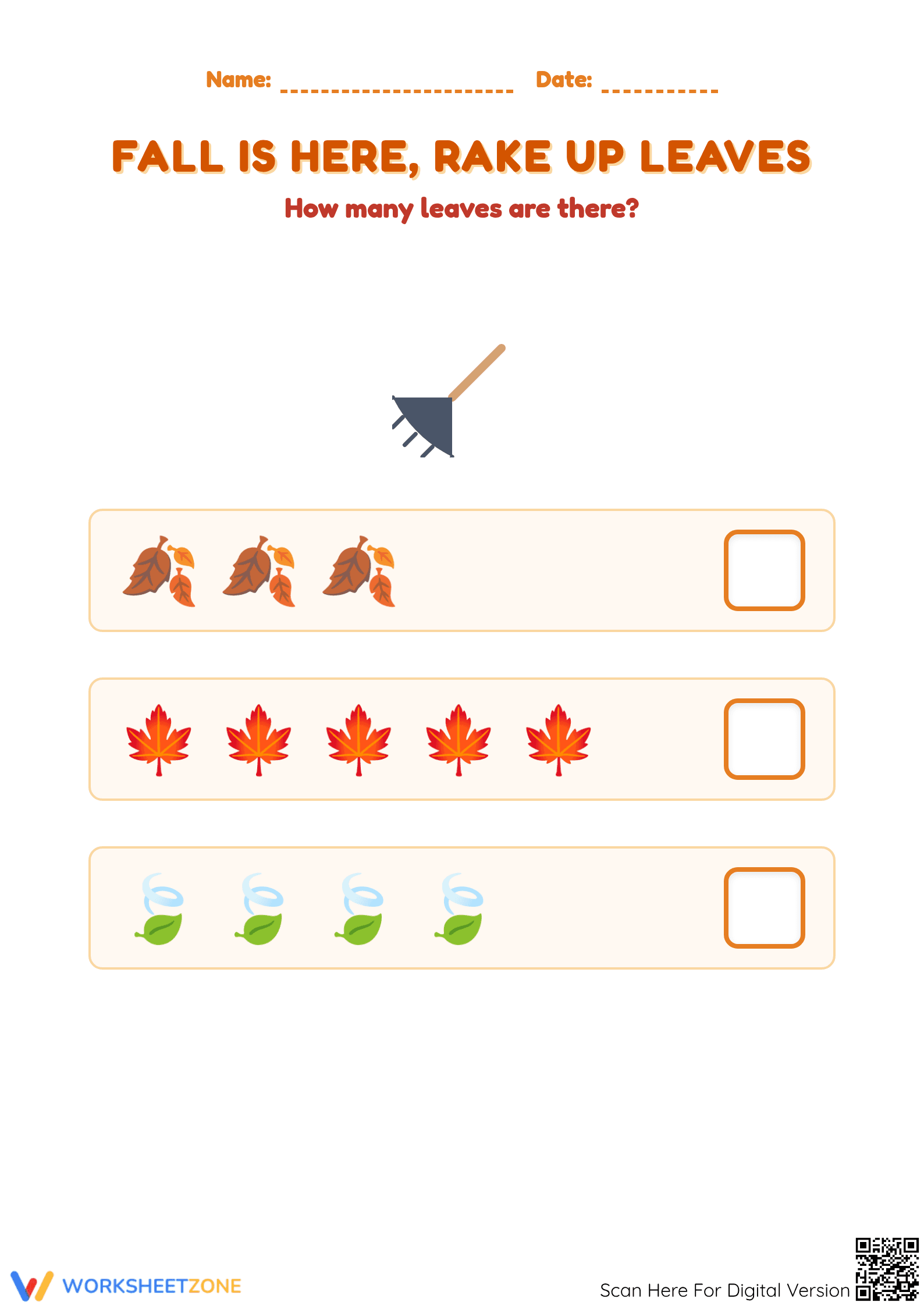 Essential Count the Leaves Worksheet | Kindergarten Math - Page 1