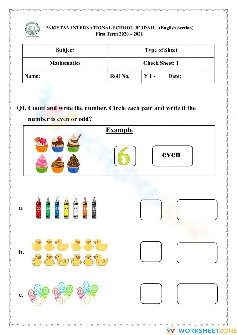 Basic Check Sheet: Organizational Worksheet - Page 1