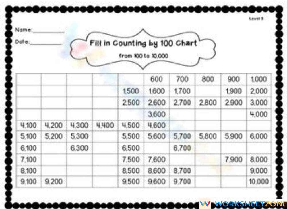 Counting Up to 10000: Advanced Number Practice - Page 1