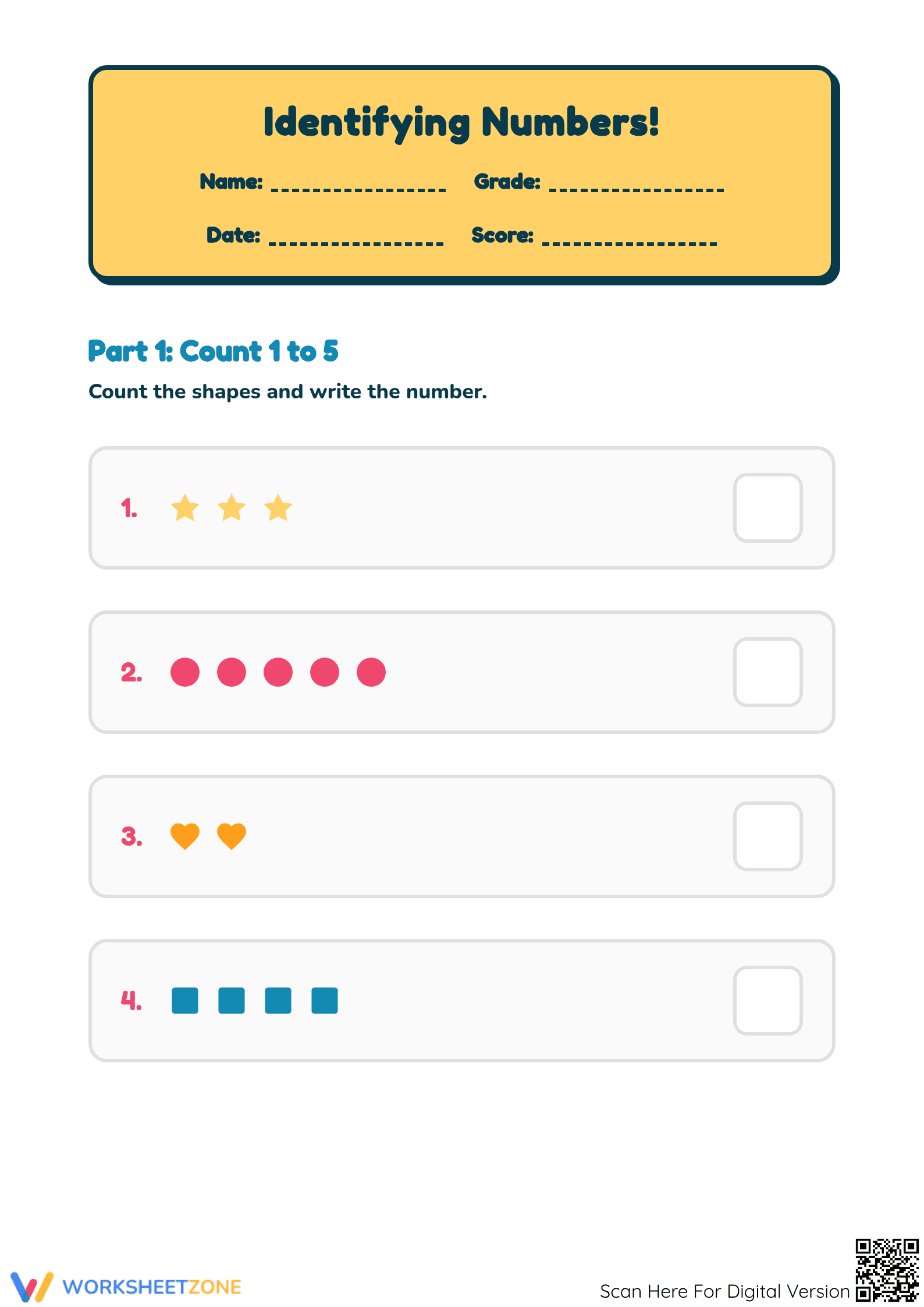 Essential Identifying Numbers Worksheet | Grade K Ready - Page 1