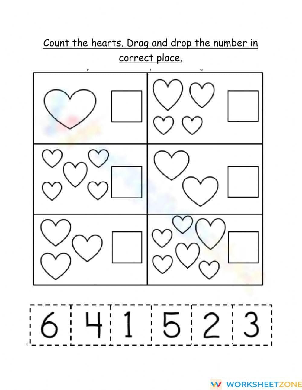 Counting 1 to 6 Worksheet - Page 1