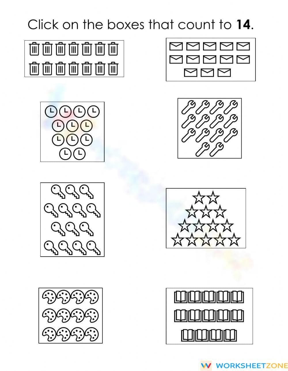 Find the Groups: Counting to 14 Worksheet - Page 1