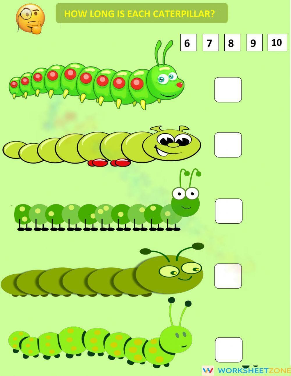 Caterpillar Counting Practice - Page 1