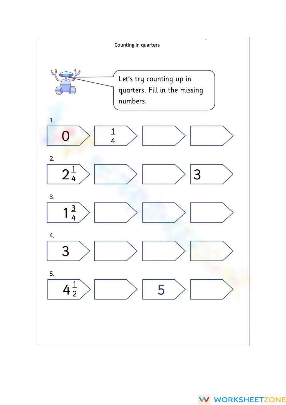 Counting in Quarter Intervals - Page 1