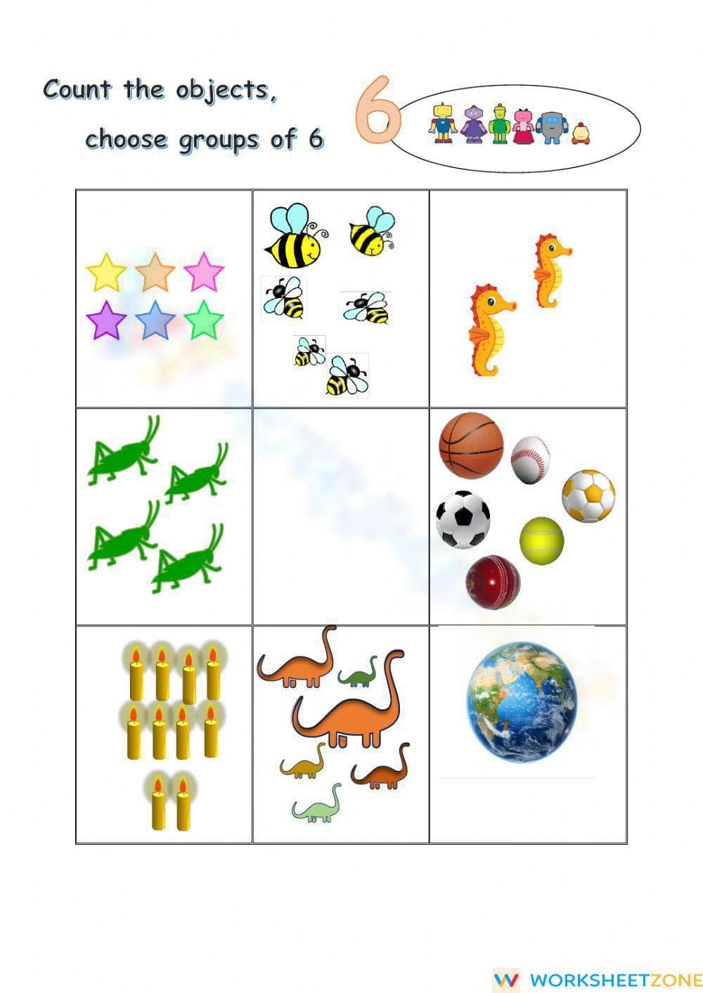 Counting Sets of 6 Practice - Page 1