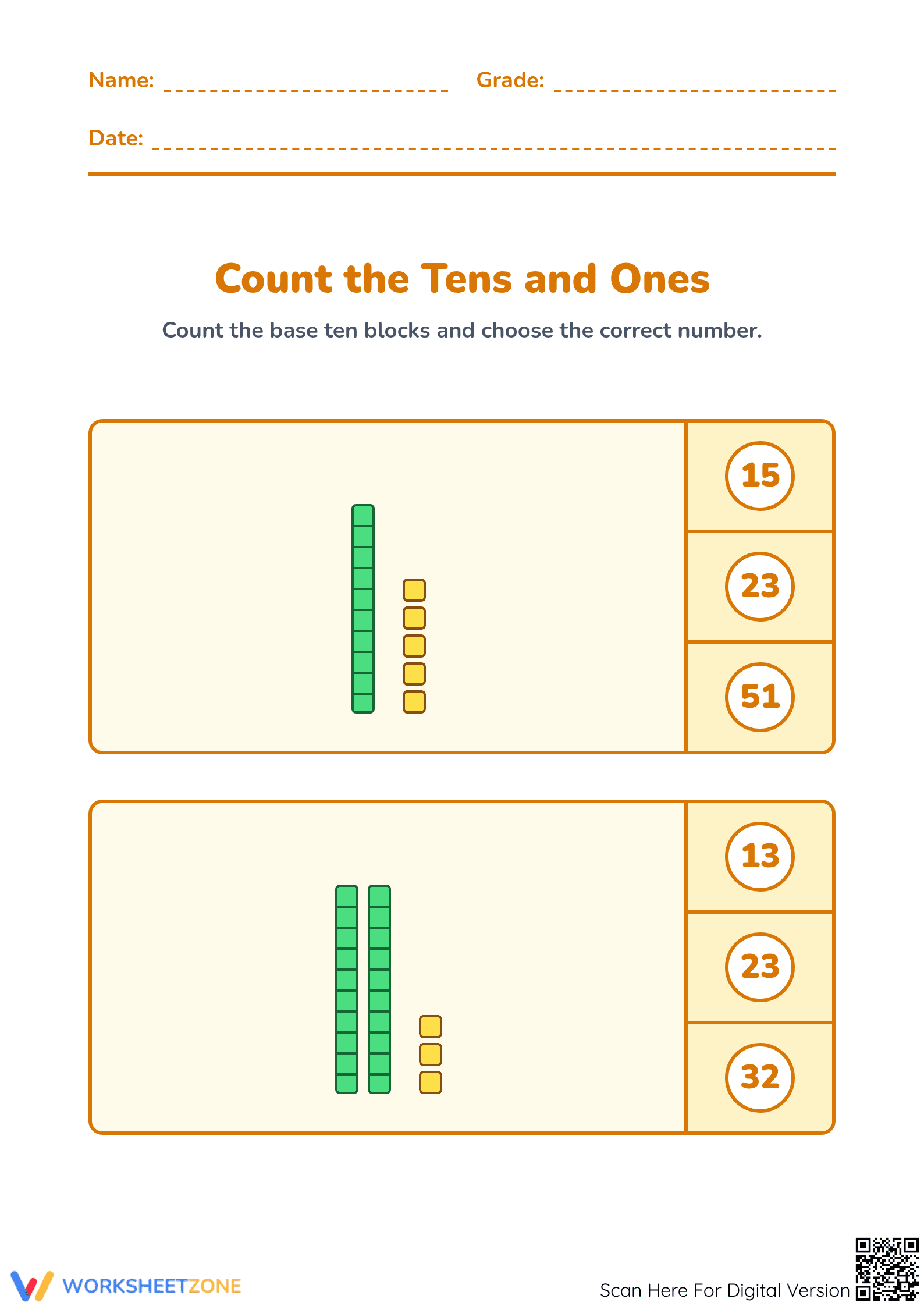 Printable Count in Tens Worksheet | Kindergarten Math - Page 1