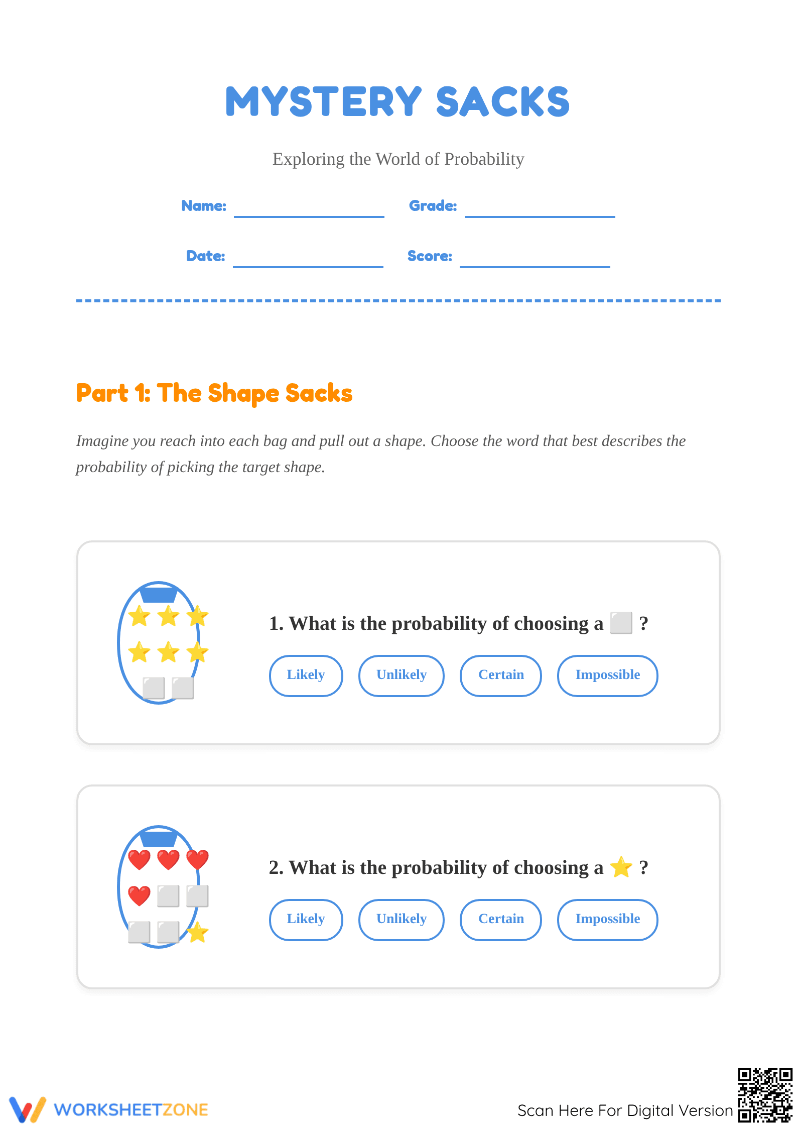 Essential Probability Worksheet | Grade 5-7 Data & Math - Page 1