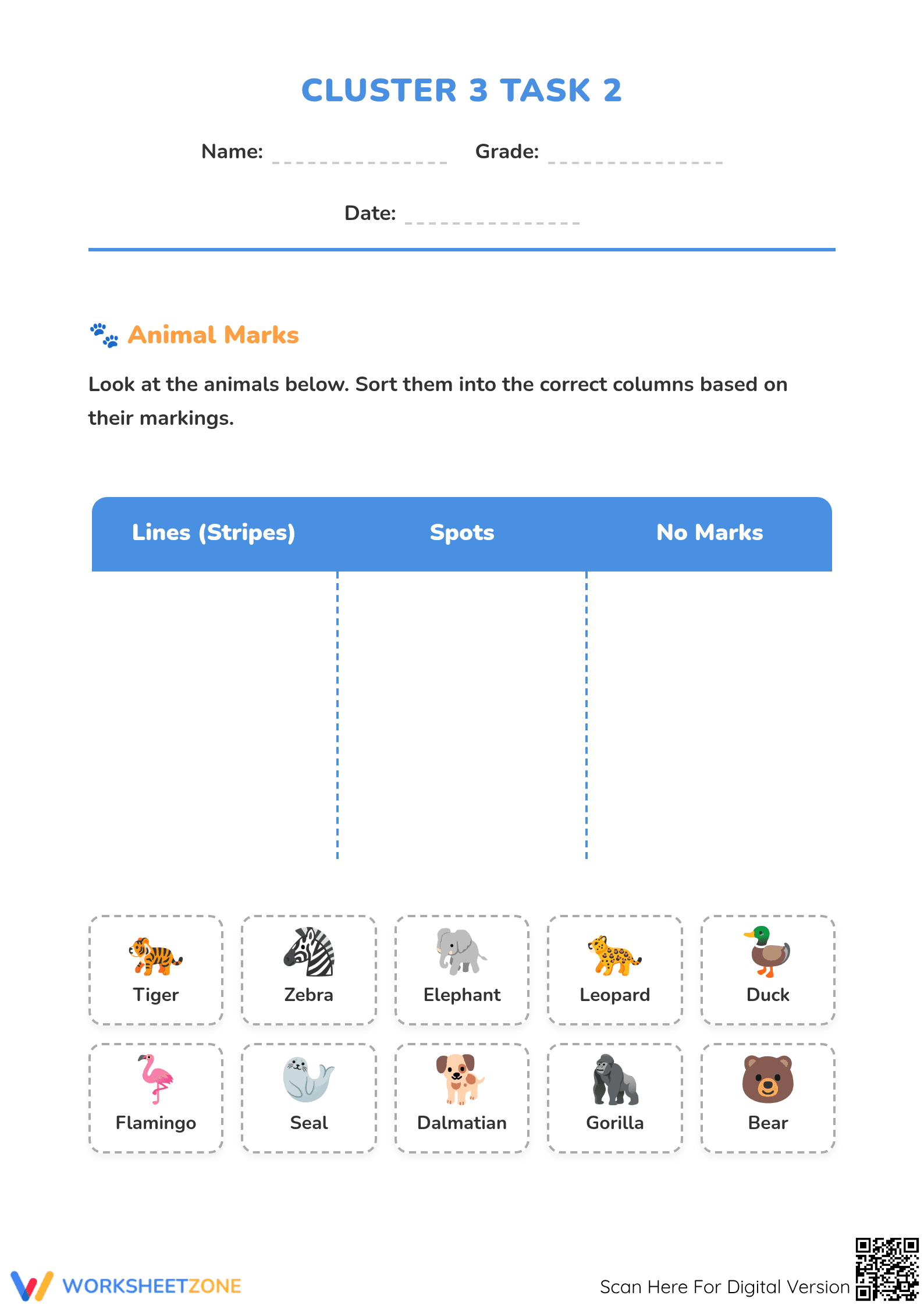 Sorting Data Worksheet | Grade 1 Math Printable - Page 1