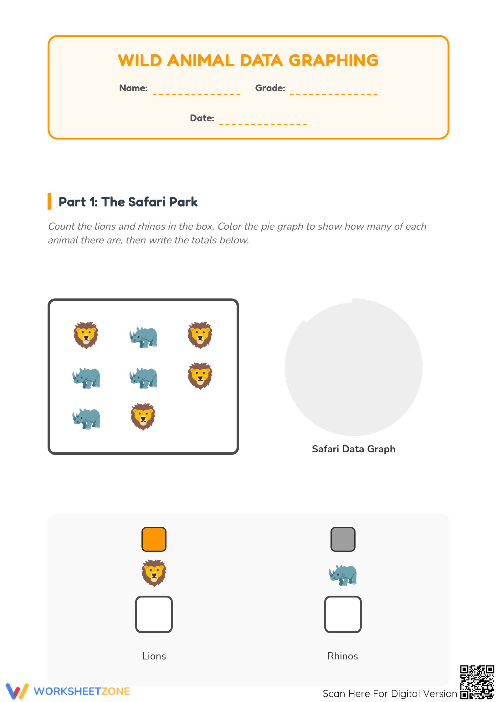 Printable Pie Graph Worksheet | Grade 1 Math Data - Page 1