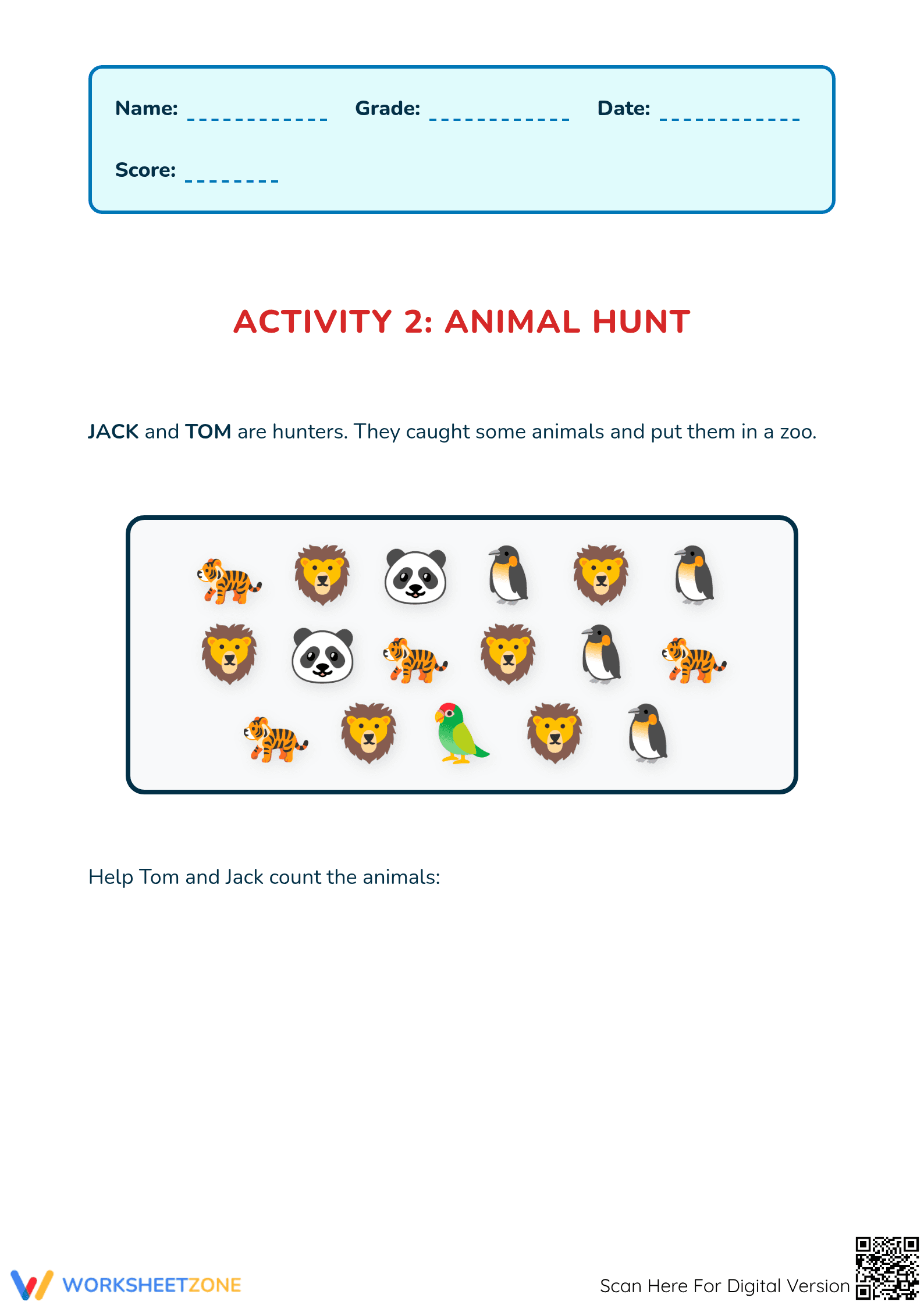 Printable Counting & Comparing Worksheet | Grade 1 Math - Page 1