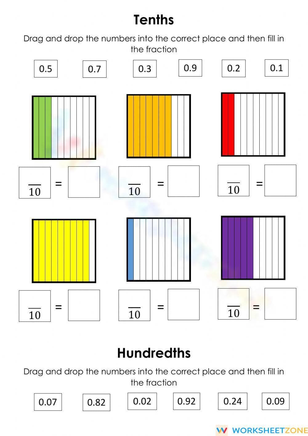 Decimals: Tenths and Hundredths Practice - Page 1