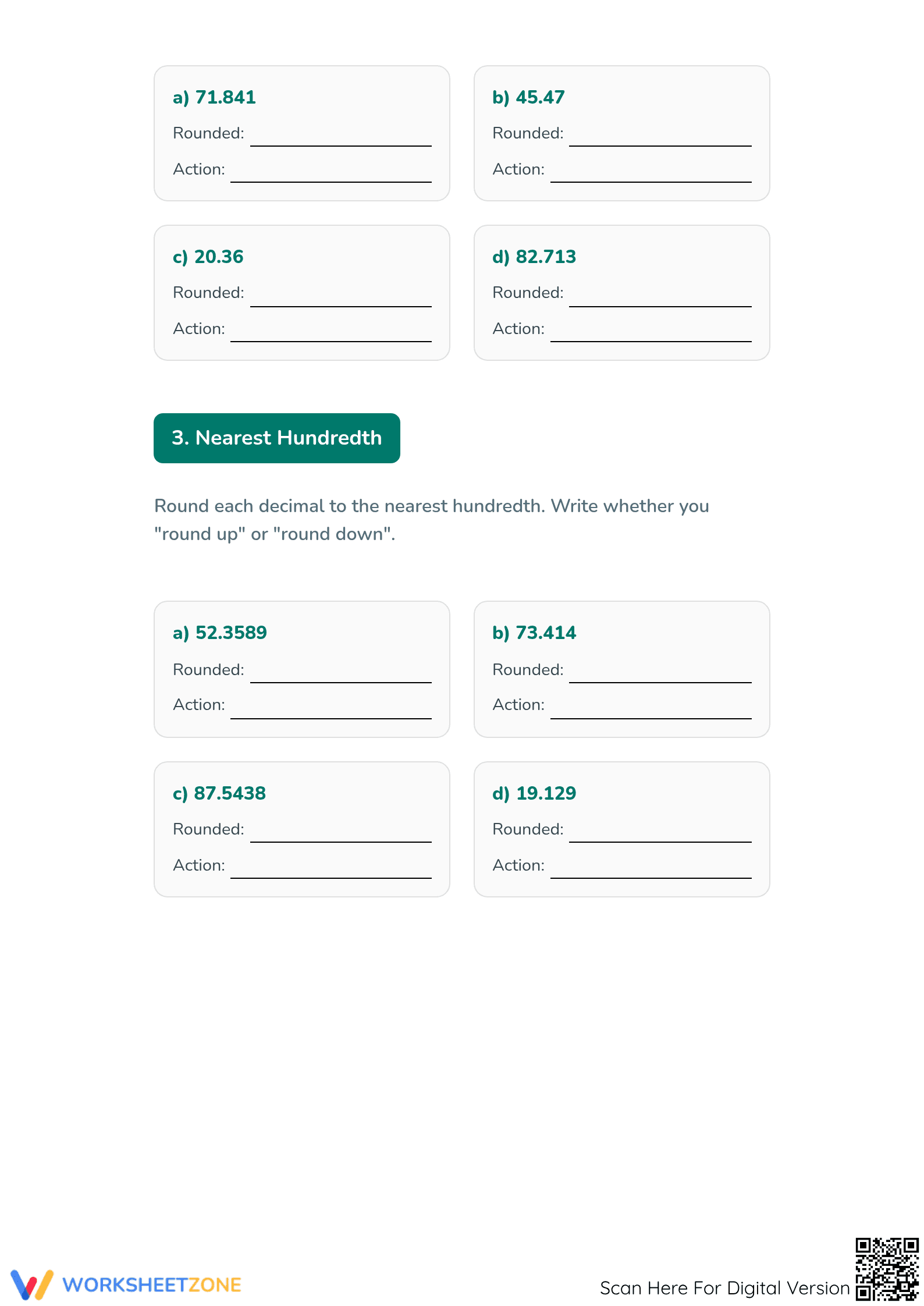 Printable Rounding Decimals Worksheet | Grade 5 Math - Page 1