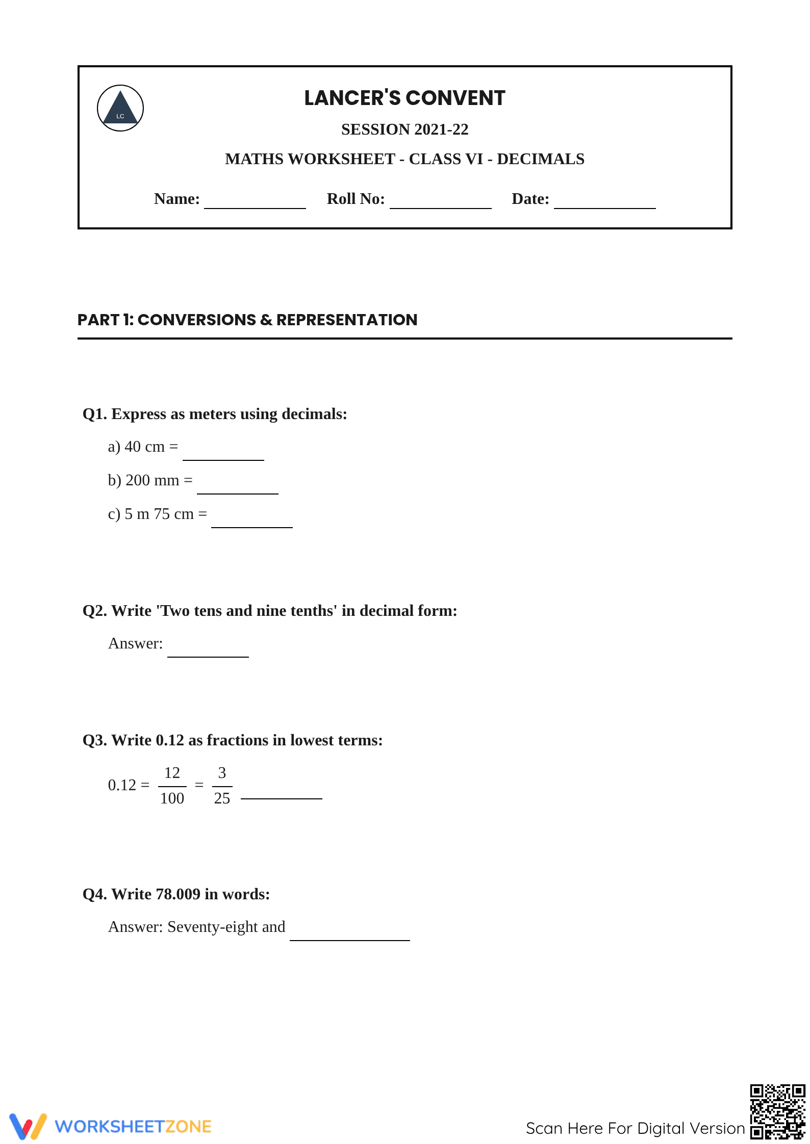 Essential Decimals Practice Worksheet | Grade 6 Math - Page 1