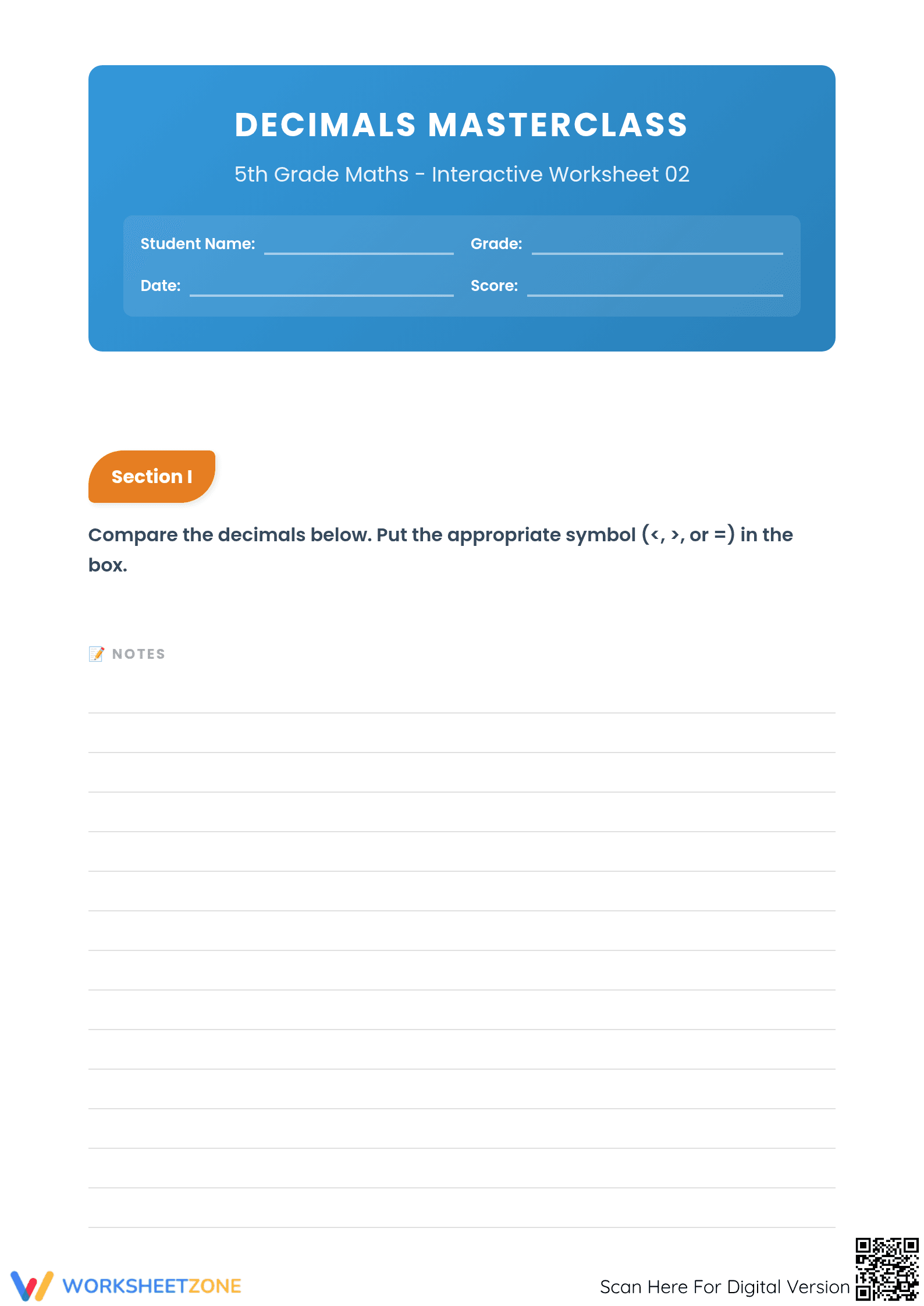 Grade 5 Decimals Masterclass: Essential Printable Worksheet - Page 1