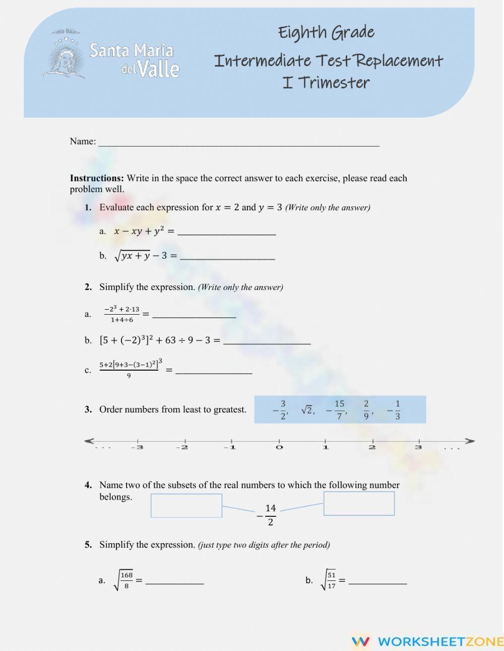 8th G Intermediate Test - Page 1