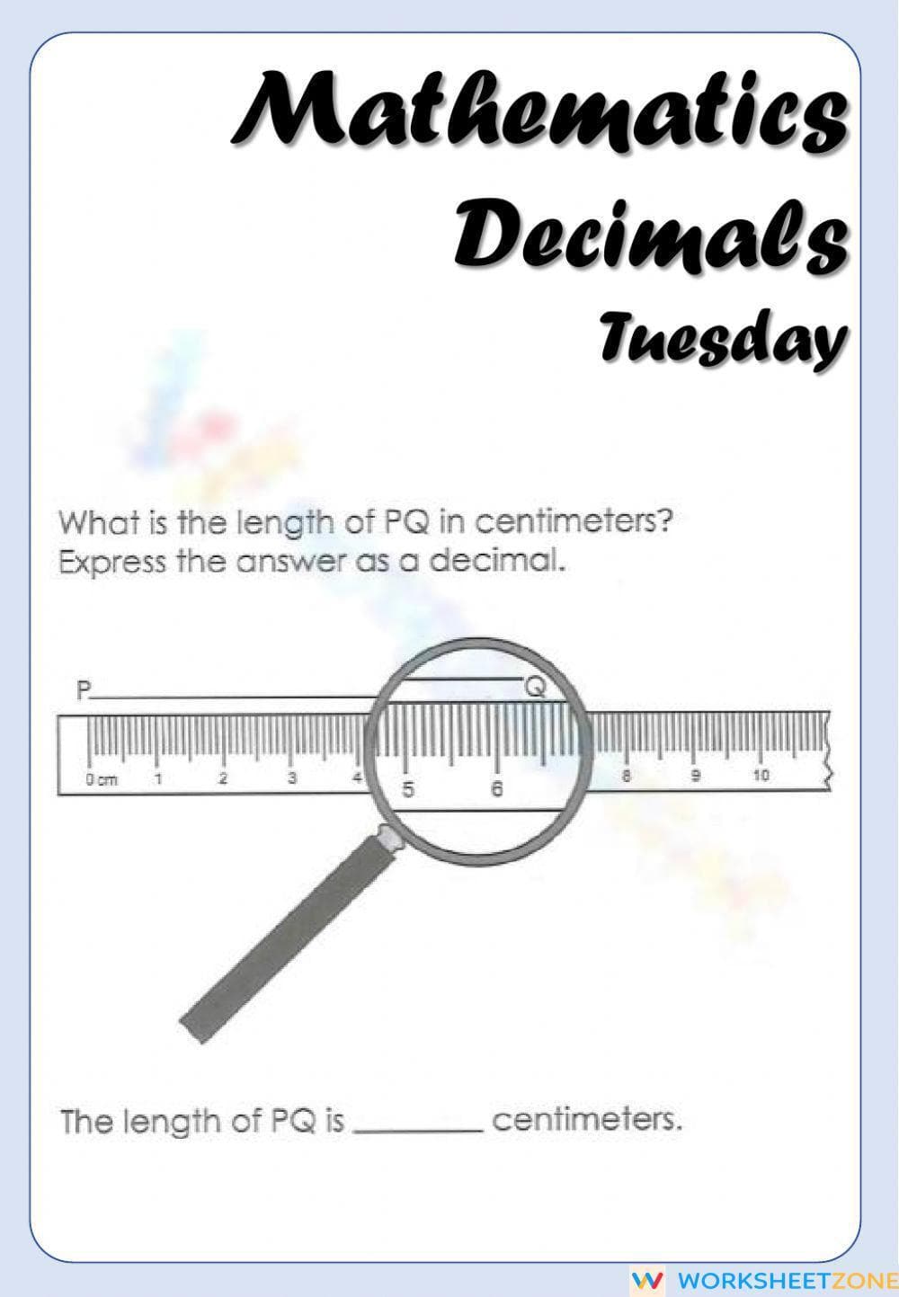 Reading Decimal Measurements | Grade 4 Math Printable - Page 1