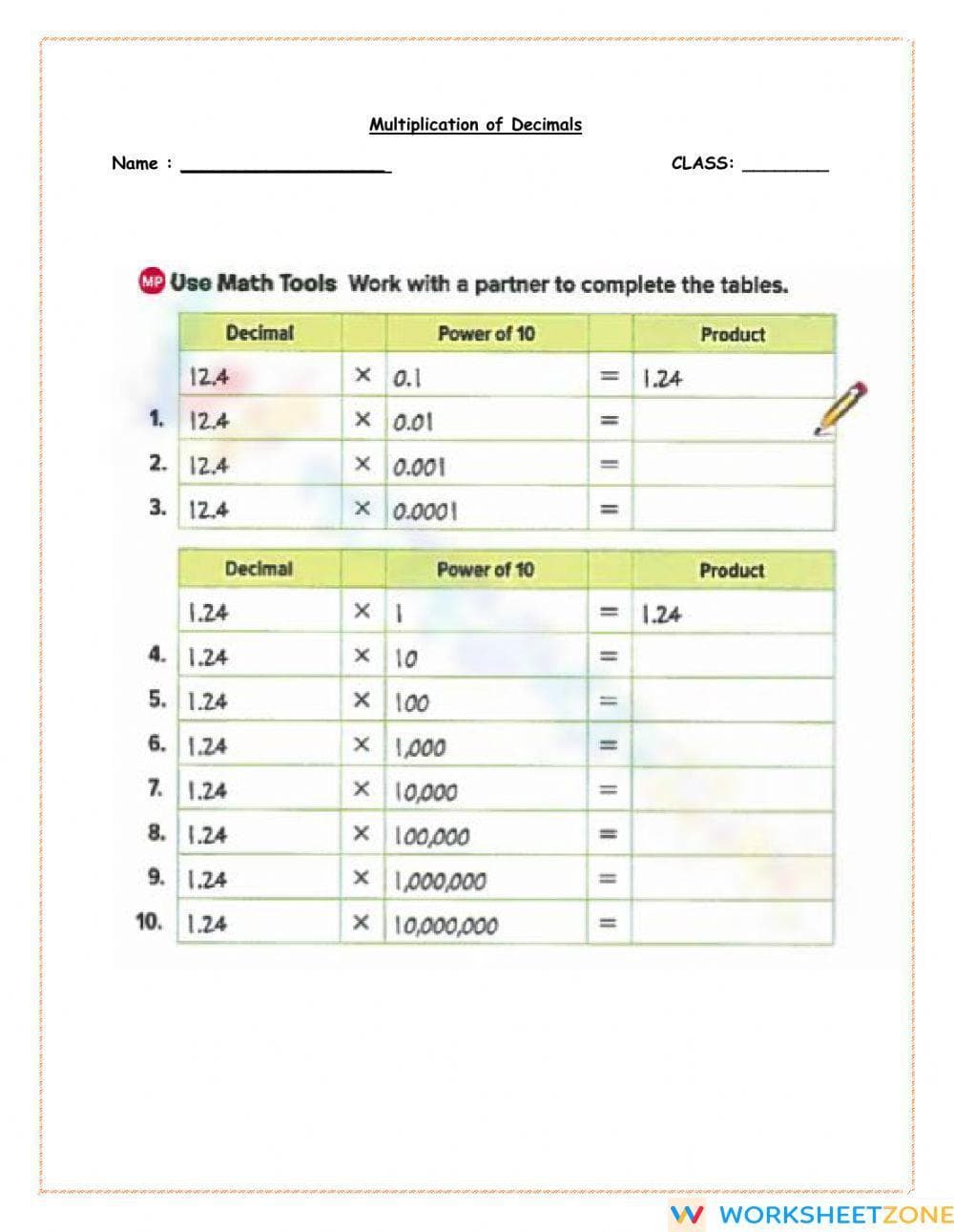 Multiplication of decimals - Page 1