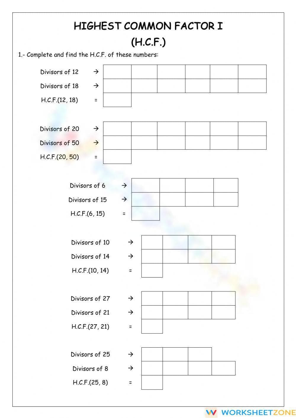 Highest common factor i - Page 1