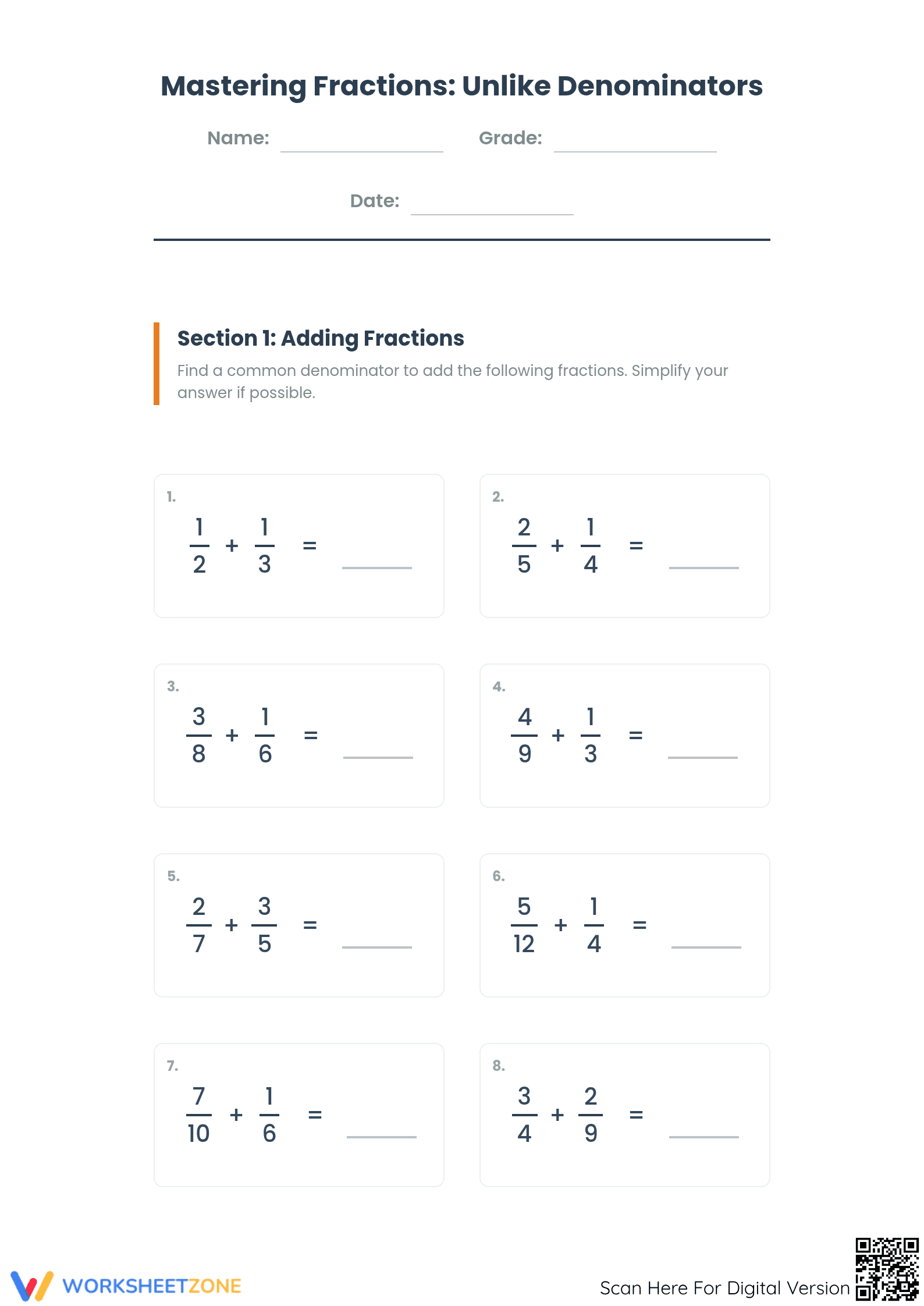 Printable Fraction Word Problems Worksheet | Grade 5/6 Math - Page 1