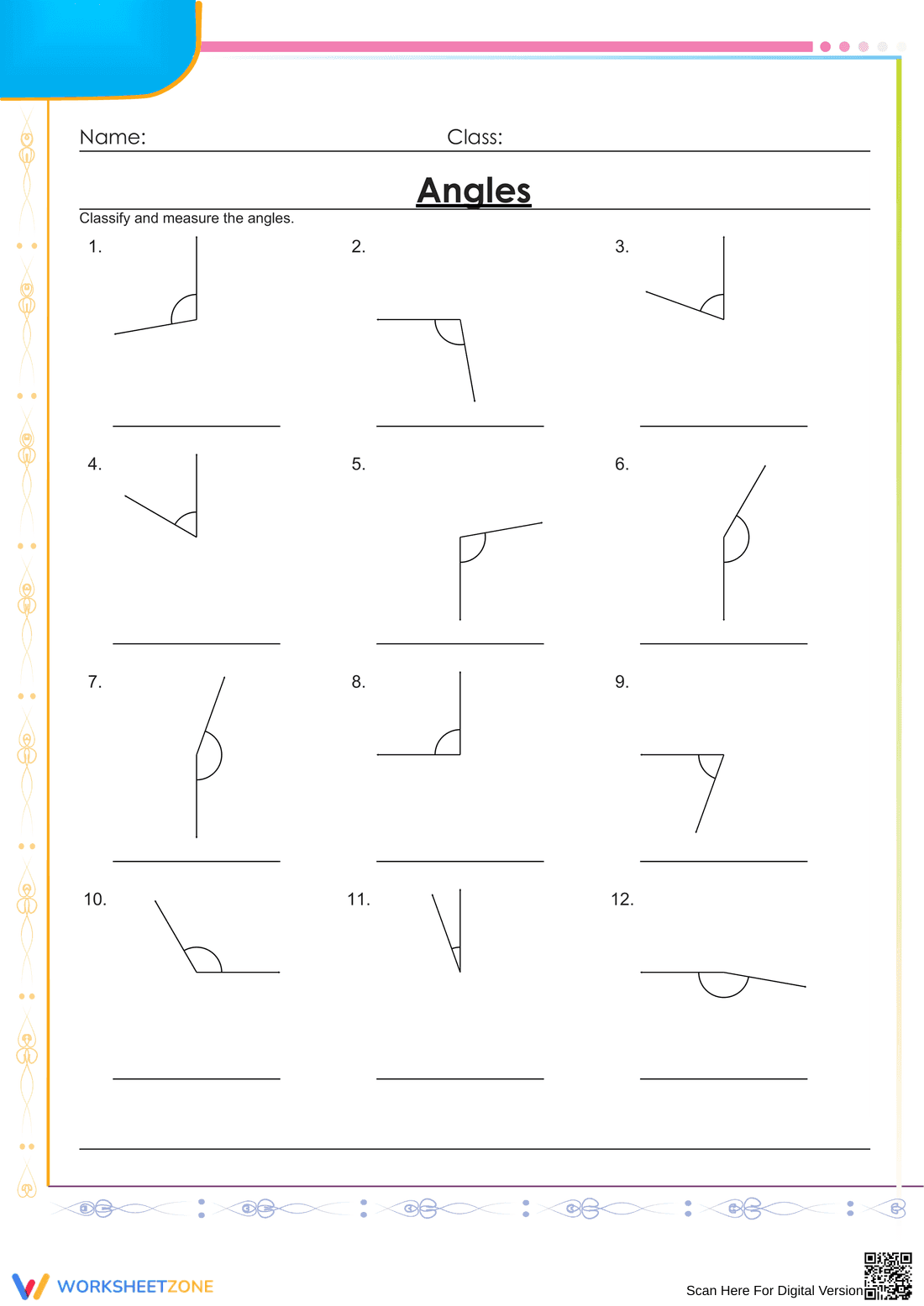 Identifying and Measuring Angles - Page 1