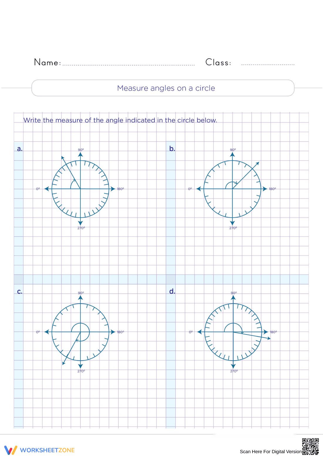 Printable Measuring Angles Worksheet | Grade 4 Math - Page 1