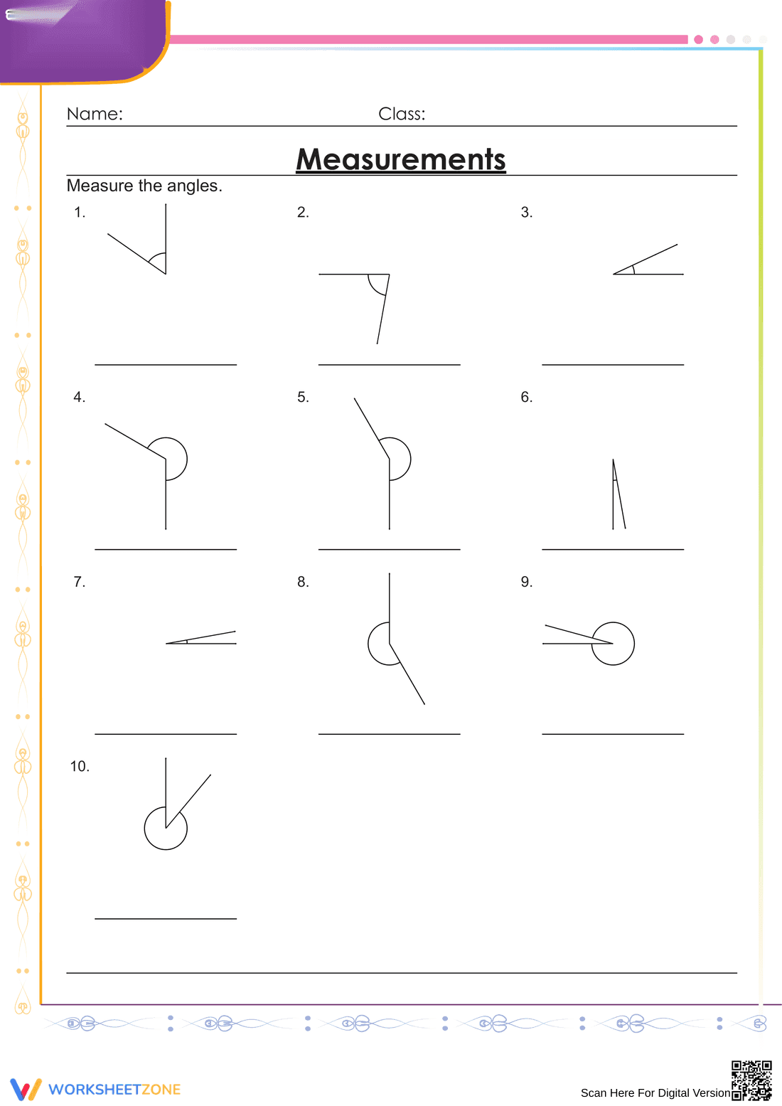 Grade 4 Angles — Printable No-Prep Worksheet - Page 1