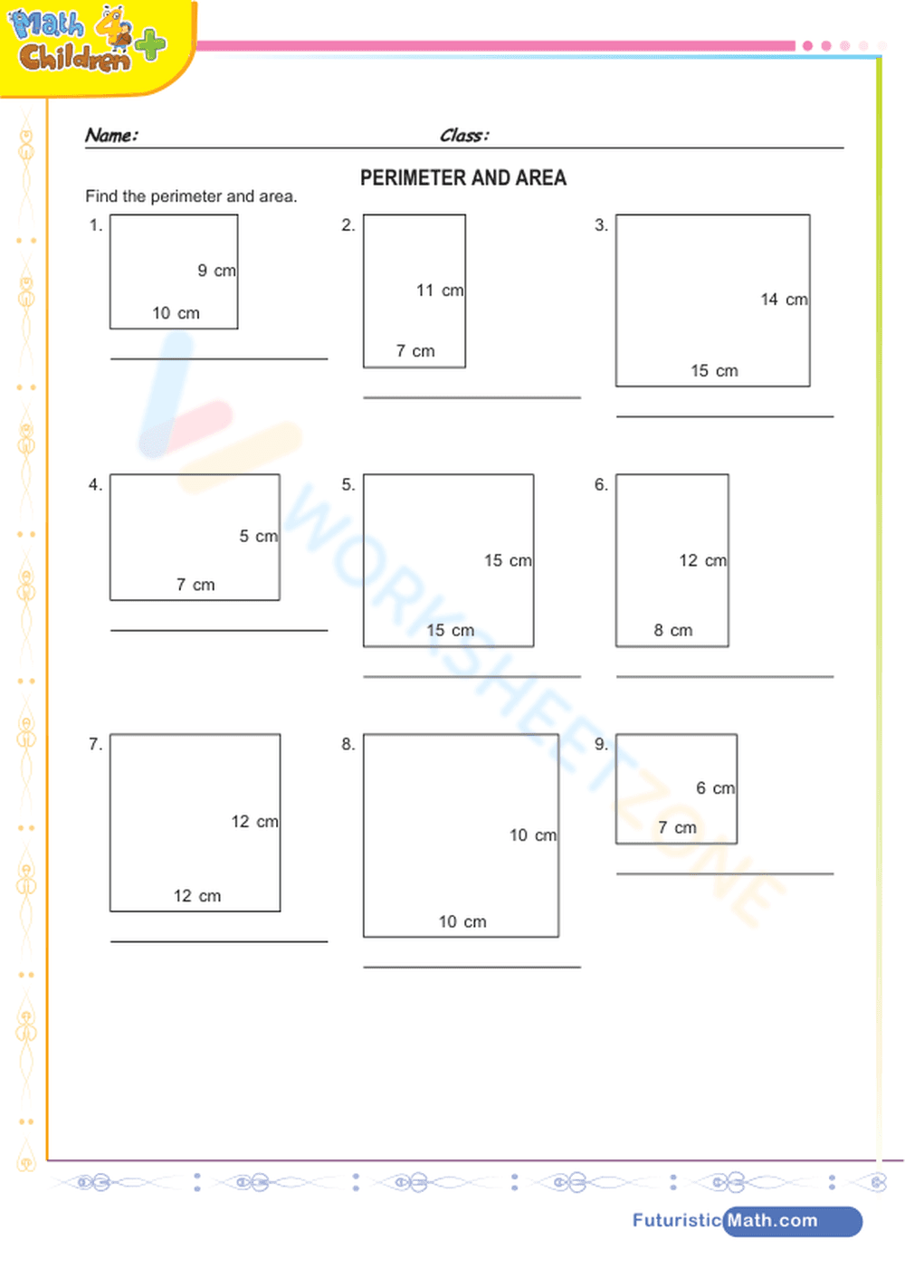 Essential Perimeter and Area Worksheet | Grade 4 Math - Page 1