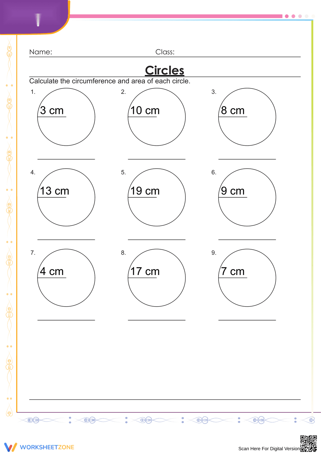 Practice Calculating Circumference - Page 1