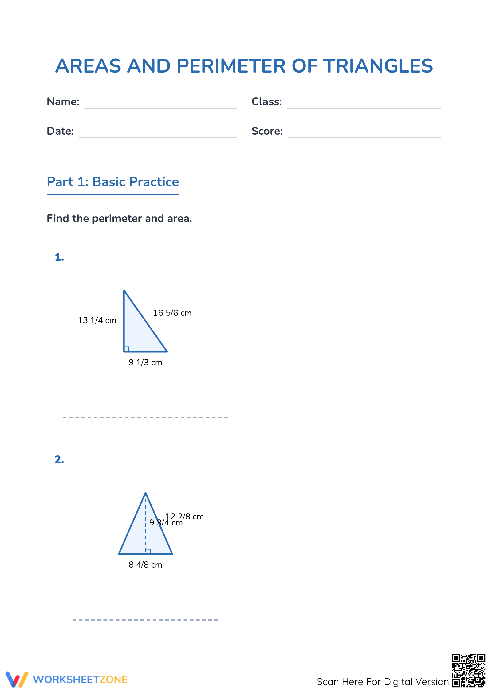 Grade 4 Area & Perimeter — Printable No-Prep Worksheet - Page 1
