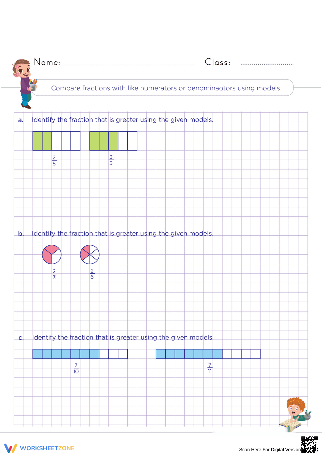 Compare Fractions Practice Worksheet - Page 1