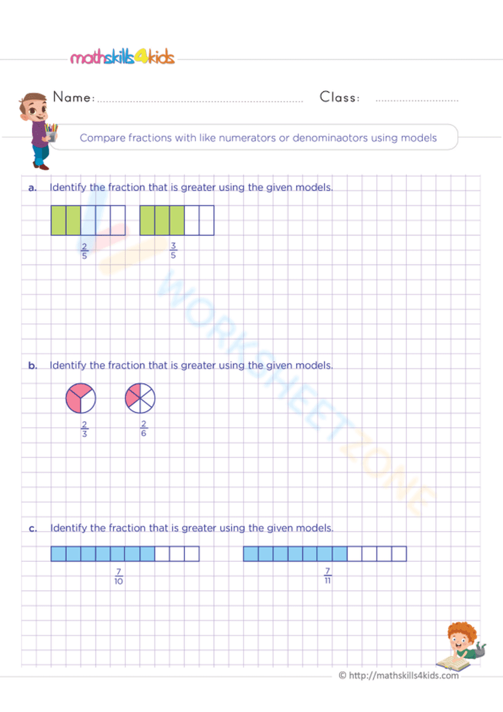 Compare Fractions Practice Worksheet - Page 1