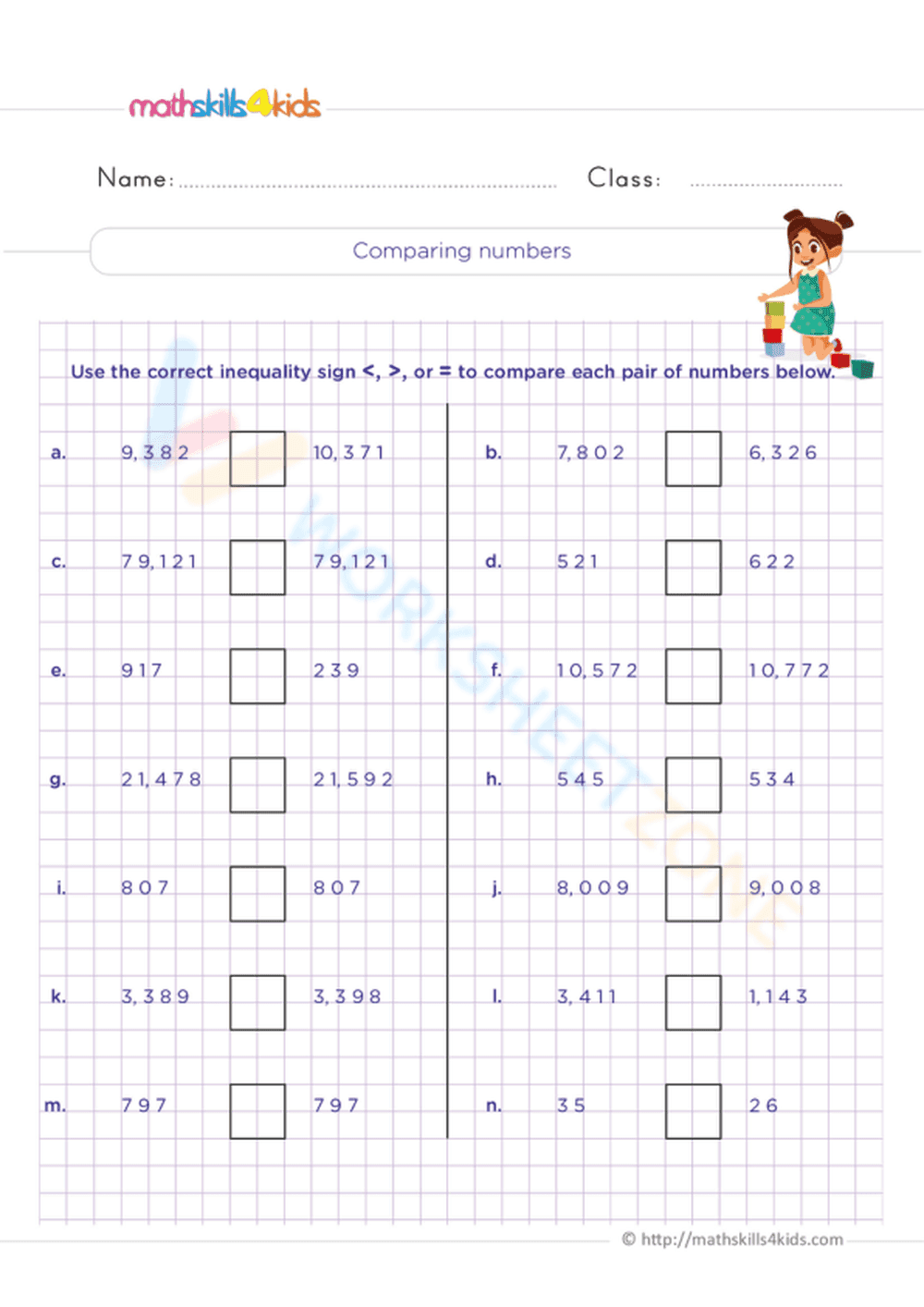 Comparing numbers - Page 1