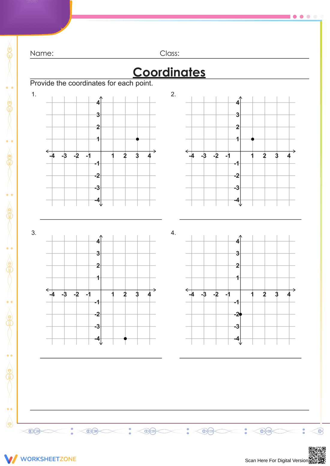 Grade 5 Coordinates — Printable No-Prep Worksheet - Page 1