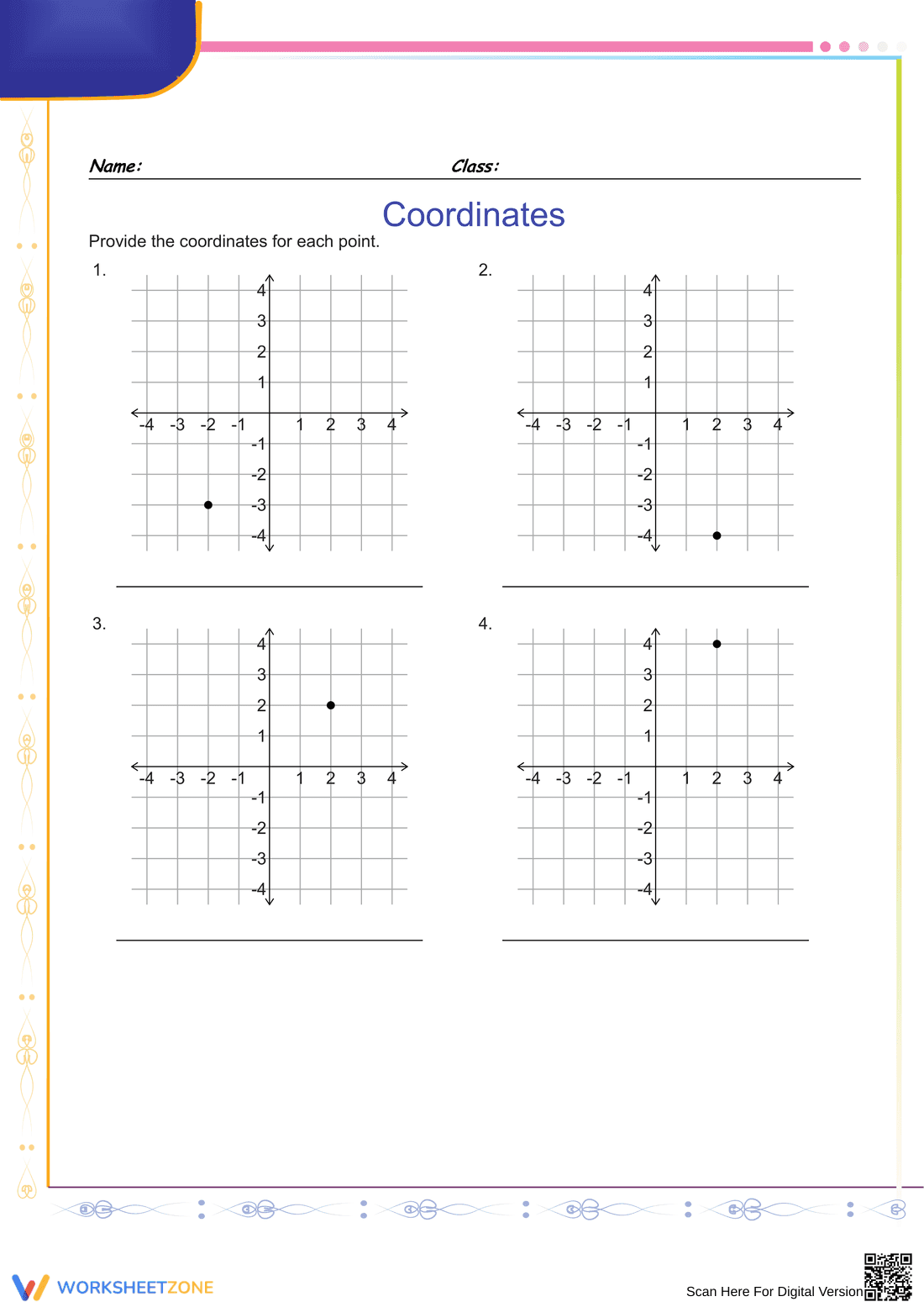 Grade 5 Coordinates — Printable No-Prep Worksheet - Page 1