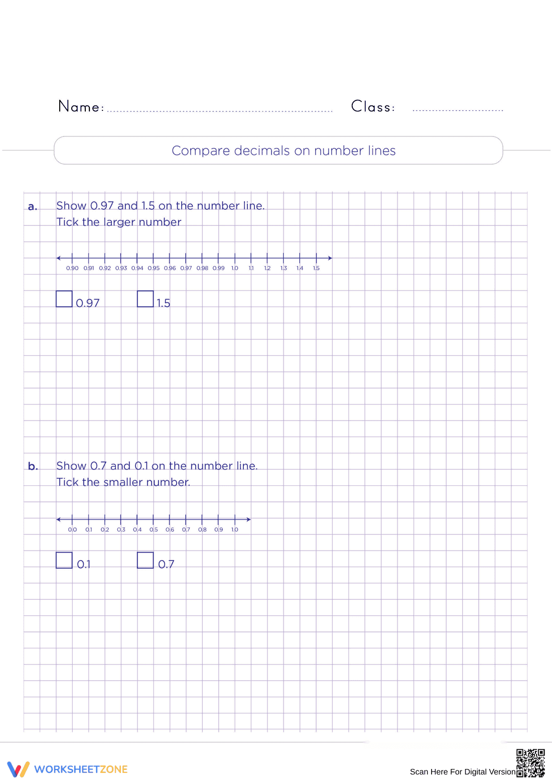 Printable Compare Decimals Worksheet | Grade 4 Math - Page 1